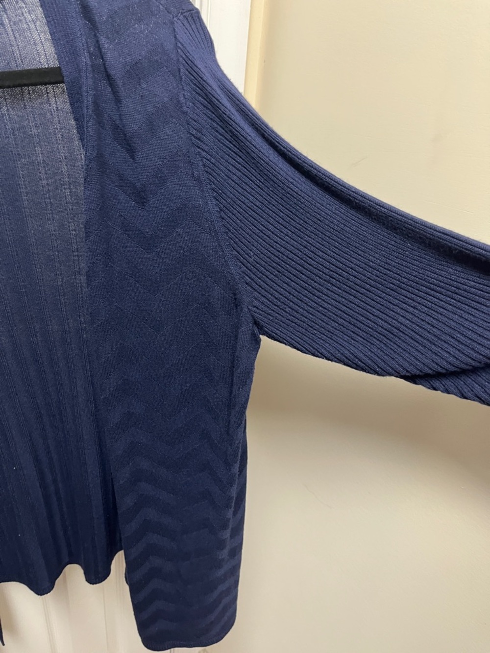 croft & barrow Navy Open-Front Lightweight Ribbed Cardigan - Picture 6 of 6